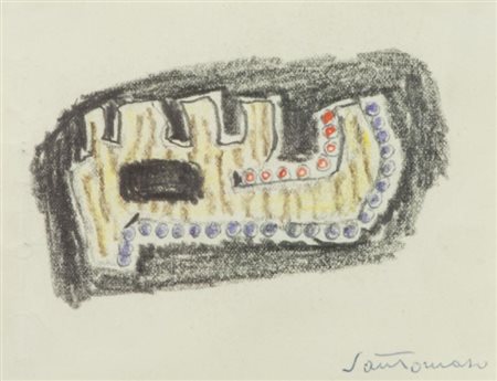 Giuseppe Santomaso, Venezia 1907 - 1990, Progetto per gioiello , Pastello e...