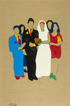 Marco Lodola, Dorno (Pv) 1955 - , Senza titolo , Smalti, carta e collage su...