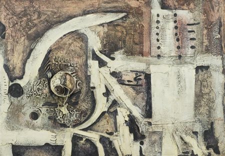 Lucio del Pezzo, Napoli 1933 - , Senza titolo 1960, Tecnica mista su tela,...