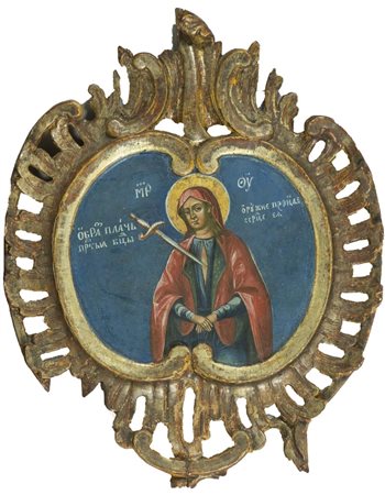 Icona Russa metà '700, - , Madre di Dio - Profezia di San Simeone , Tavola,...