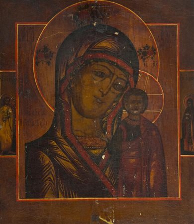 Icona Russia seconda metà '800, - , Madre di Dio di Kazan , Tavola, gesso,...