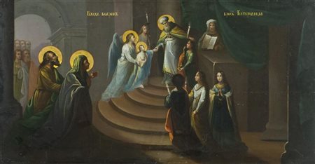 Icona Russia metà '800, - , Presentazione della Vergine al Tempio , Tavola,...