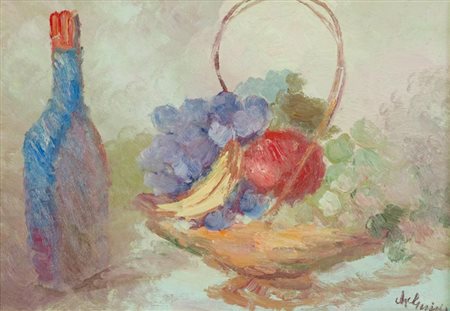 Guido Guidi, Livorno 1901 - 1998, Natura morta , Olio su tavola, cm. 35x50,...