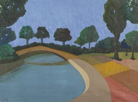 Franco Miele, Formia 1924 - Roma 1983, Parco Gorki 1965, Olio su tela, cm....