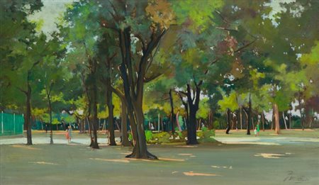 Piero Vaccari, Livorno 1926 - Livorno 1997, La pineta d'Ardenza 1964, Olio su...