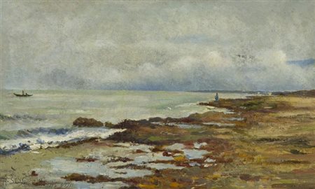 Antonio Salvetti, Colle Val D'Elsa (Si) 1854 - 1931, Marina 1921, Olio su...