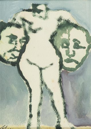 Mino Maccari, Siena 1898 - Roma 1989, Senza titolo , Tecnica mista su...