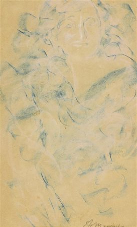 Antonio Mancini, Roma 1852 - Roma 1930, Volto di donna , Pastello su carta,...