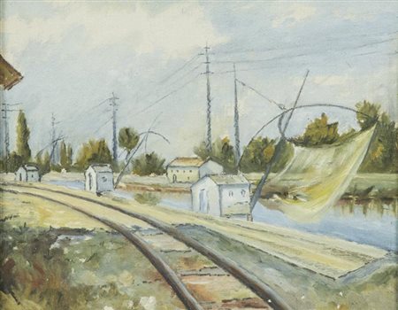 Domenico De Bernardi, Besozzo, Va 1892 - 1963, Paesaggio con bilancioni 1941,...