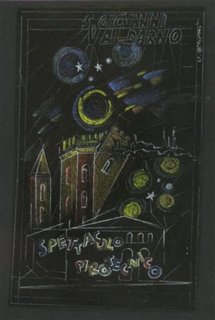 Uberto Bonetti, Viareggio 1909 - 1993, Spettacolo pirotecnico , Gessetti su...