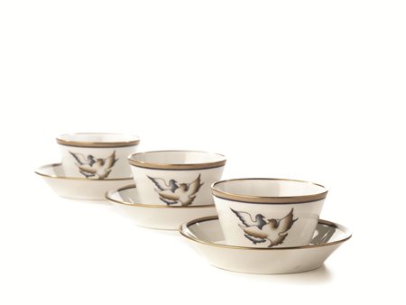 Gio Ponti(Milano 1891-1972)TRE TAZZE CON PIATTINO, 1925 CIRCAManifattura...