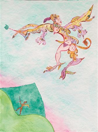 Luigi Ontani(Grizzana Morandi 1943)GIANO GIOVE PAN VOLANTE ET CUPIDO NEGRO...