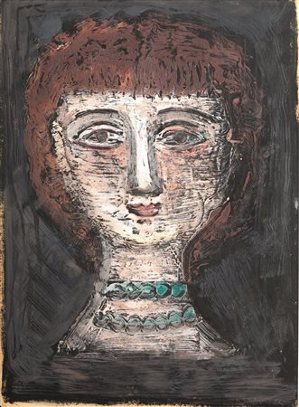 Massimo Campigli(Berlino 1895 - Saint Tropez 1971)TESTA DI DONNAolio su...