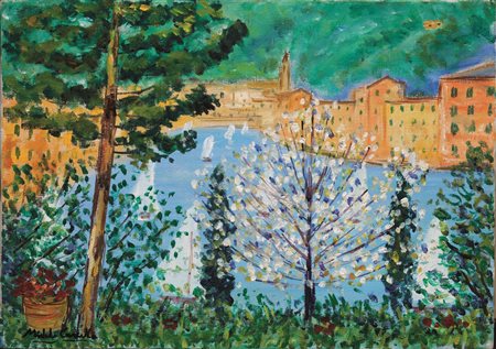 Michele Cascella&nbsp; (Ortona 1892 - Milano 1989)&nbsp; PORTOFINO&nbsp; olio...