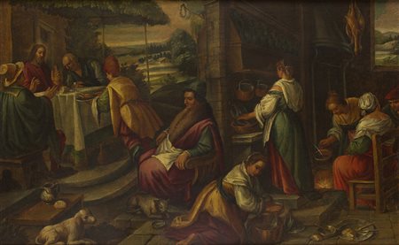Da Jacopo Bassano La cena in casa del fariseo olio su tela, cm. 94 x 146
