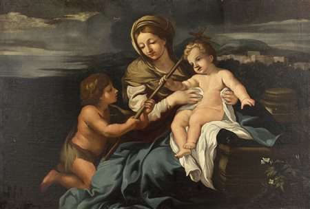 da Pietro da Cortona Madonna con il bambino olio su tela, cm. 83 x 123