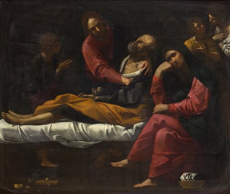 Anonimo caravaggesco Cristo risana l’infermo olio su tela, cm. 74 x 90