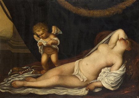 Anonimo del XVII secolo Venere e Cupido Olio su tela, cm. 70,5 x 100,5
