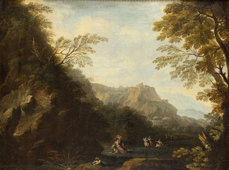 Anonimo paesaggista classicista della fine del seicento Paesaggio ideale con...