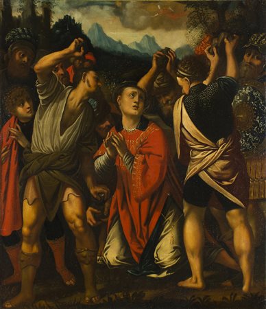 Anonimo della fine del Seicento Lapidazione di S. Stefano Olio su tela, cm....