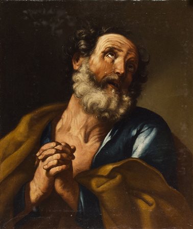 Anonimo napoletano seicentesco Le lacrime di S.Pietro Olio su tela, cm. 61 x 73