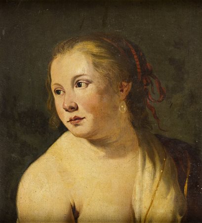 Anonimo olandese seicentesco Testa femminile Olio su tela, cm. 46 x 42