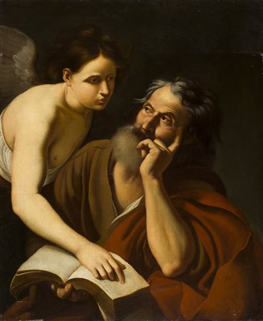 Anonimo caravaggesco della fine del Seicento San Matteo e l’Angelo Olio su...