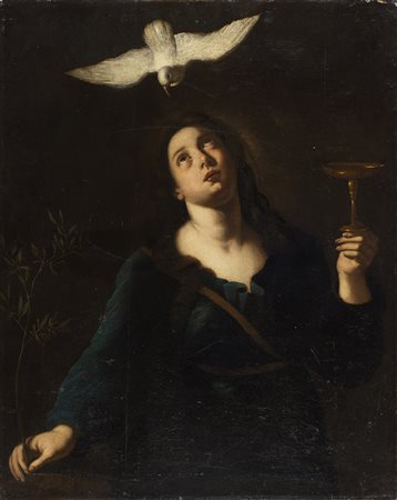 Seguace del Ribera S. Maria Maddalena con il calice eucaristico Olio su tela,...