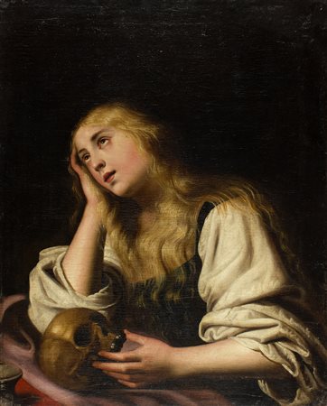 Anonimo caravaggesco Maria Maddalena olio su tela, cm 90 x 72