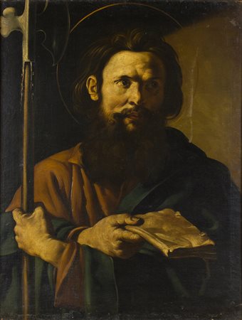 Maestro caravaggesco napoletano San Longino Olio su tela cm. 100 x 74,5