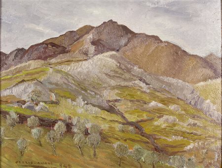 ORAZIO AMATO Anticoli Corrado 1884 - Roma 1952 Paesaggio in grigio, 1942 Olio...