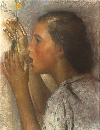 PIETRO GAUDENZI Genova 1880 - Anticoli Corrado 1955 Annunciazione Pastelli...