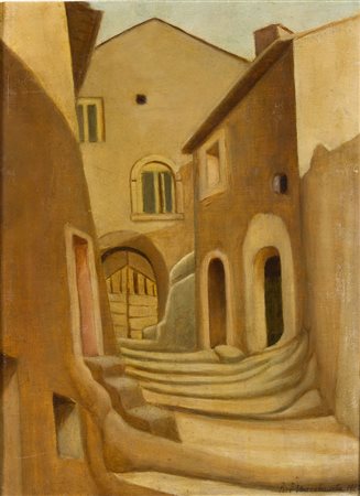 RICCARDO FRANCALANCIA Assisi 1886 – Roma 1965 Vicolo Gallese, 1928 Olio su...