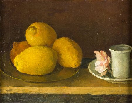 ONOFRIO MARTINELLI Mola di Bari 1900 - Firenze 1966 Omaggio a Zurbaran Olio...