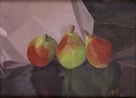 ROBERTO MELLI Ferrara 1885 - Roma 1958 Natura morta con pere, 1940 Olio su...