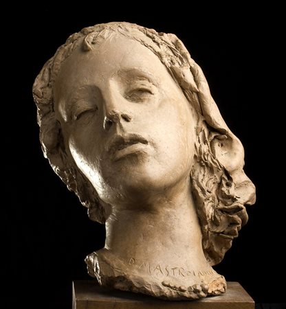 DOMENICO MASTROIANNI Arpino 1876 - Roma 1962 Volto femminile Scultura in...