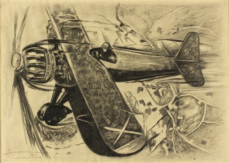 TATO Bologna 1896 - Roma 1974 CR 32 in picchiata, 1936 - 37 Carboncino su...