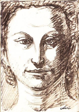 CARLO LEVI Torino 1902 - Roma 1975 Autoritratto Pennarello su carta applicata...