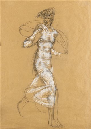 ARTURO DAZZI Carrara 1881 - Pisa 1966 Ragazza in corsa Tecnica mista su carta...