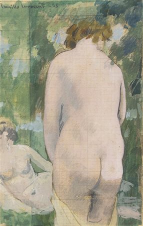 CAMILLO INNOCENTI Roma 1871 - 1961 Nudi femminili, 1953 Disegno acquarellato...