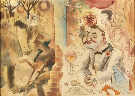 GEORGE GROSZ Berlino 1893 – 1959 Insider and outsider, 1925 Acquarello su...