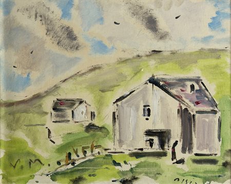 FILIPPO DE PISIS Ferrara 1896 - Milano 1956 Paesaggio a Villa Maggio, 1950...