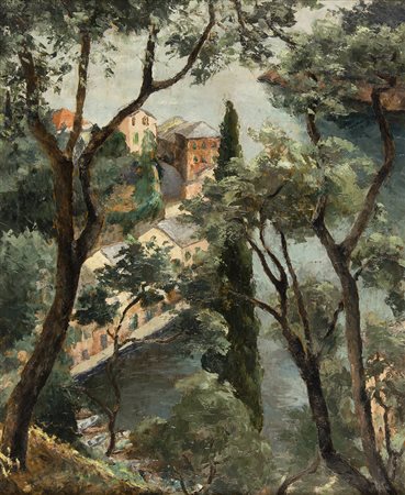 CESARINA GUALINO Casale Monferrato 1890 - Roma 1992 Portofino, 1939 Olio su...