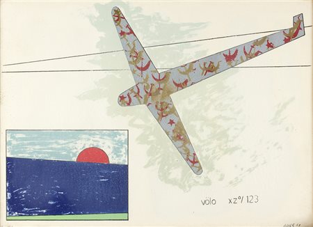 FRANCO ANGELI Roma 1935 - 1988 Volo Litografia, prova d’autore Misure del...