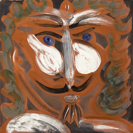 PABLO PICASSO Málaga 1881 – Mougins 1973 Volto Ceramica dipinta cm 31 x 31...