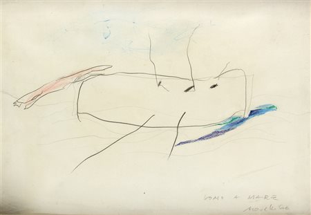 GASTONE NOVELLI Vienna 1925 - Milano 1968 Uomo a mare, 1966 Matita, pastello...