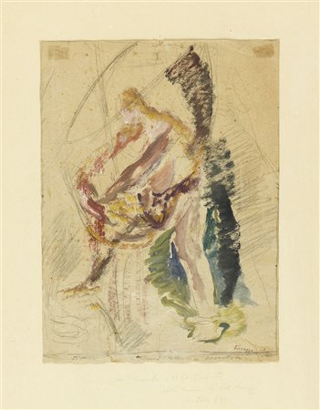 FERRUCCIO FERRAZZI Roma 1891 - 1978 Pescatore, 1920 Disegno acquarellato su...