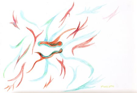 GIULIO TURCATO Mantova 1912 - Roma 1995 Composizione Pastelli colorati su...