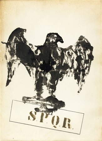 FRANCO ANGELI Roma 1935 - 1988 S.P.Q.R., 1963 Acquarello su carta cm 70 x 50...