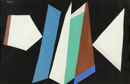 PIERO DORAZIO Roma 1927 – Perugia 2005 Costruzione, 1950 Tempera su carta cm....